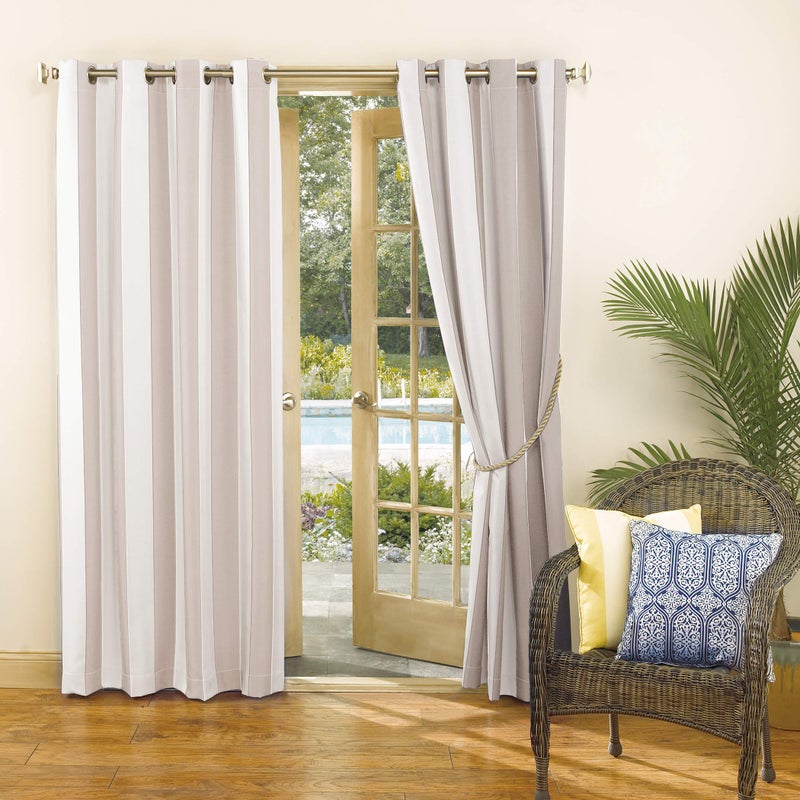 Sun Zero Valencia Cabana Stripe Indoor/Outdoor UV Protectant Energy Efficient Grommet Curtain Panel - Image 4